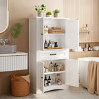 Bealife AP68 Badezimmer Hochschrank 73×31×132 cm, mit 4 Türen, 1 Schublade & verstellbaren Regalen