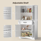 Bealife AP68 Badezimmer Hochschrank 73×31×132 cm, mit 4 Türen, 1 Schublade & verstellbaren Regalen