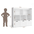 Bealife AP81 Kinder Spielzeugschrank für Spielzeug und Bücher, mit offenen Fächern und ausziehbare Schubladen mit Rollen