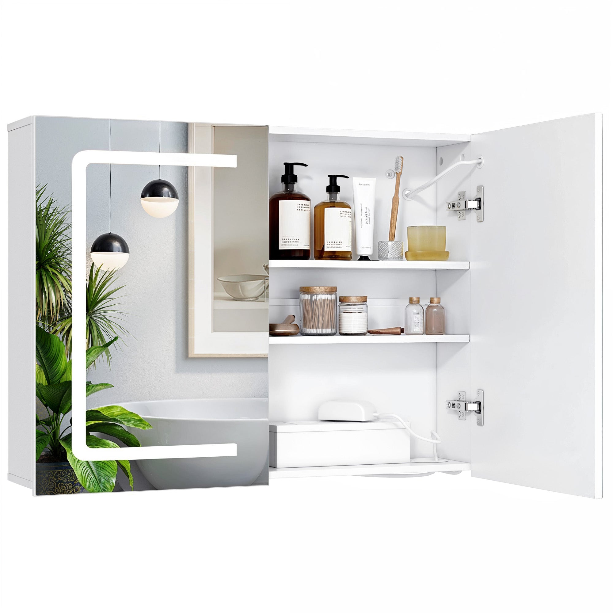 Bealife AP85 LED Spiegelschrank mit Beleuchtung, 80 cm Badezimmer Spiegel Schränke mit 3 Lichtfarben & Dimmfunktion