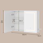 Bealife AP85 LED Spiegelschrank mit Beleuchtung, 80 cm Badezimmer Spiegel Schränke mit 3 Lichtfarben & Dimmfunktion