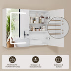 Bealife AP85 LED Spiegelschrank mit Beleuchtung, 80 cm Badezimmer Spiegel Schränke mit 3 Lichtfarben & Dimmfunktion