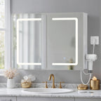 Bealife AP85 LED Spiegelschrank mit Beleuchtung, 80 cm Badezimmer Spiegel Schränke mit 3 Lichtfarben & Dimmfunktion