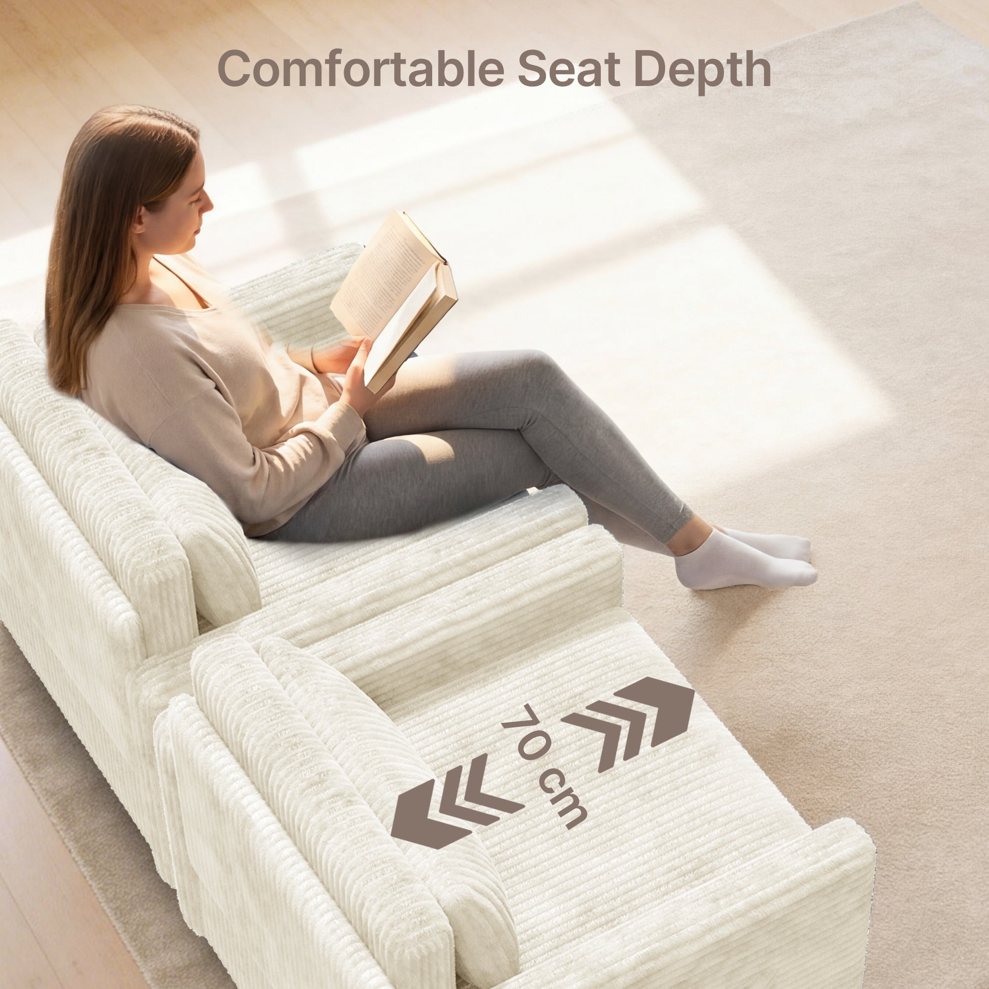 Bealife AR14 Schlafsofa mit Schlafunktion, 3-in-1 Cord Sofabett mit Konvertierbar Rückenlehnet für kleine Wohnzimmer, Büros und Gästezimmer