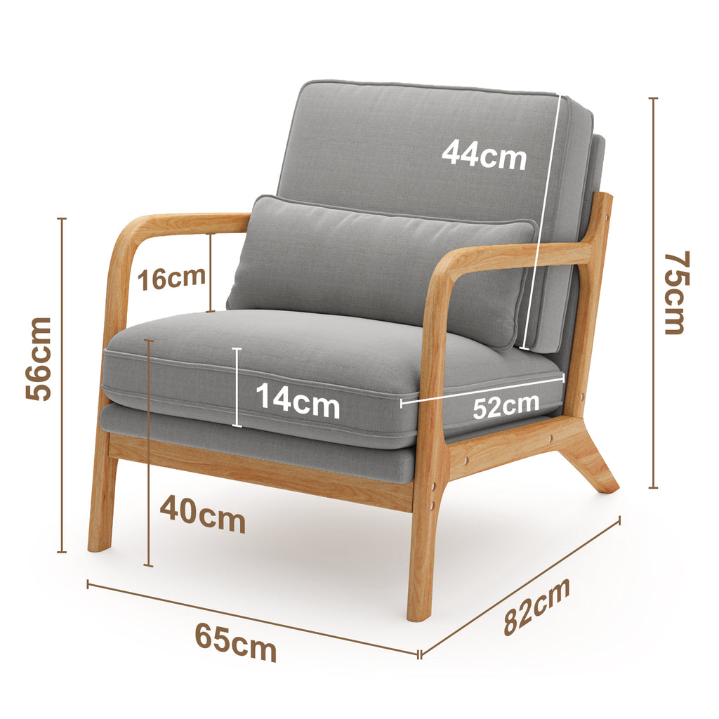 Bealife AR16 Loungesessel, Holz Sessel mit Polsterung und verstellbarer Rückenlehne zum Entspannen