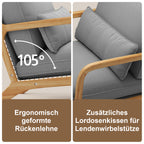 Bealife AR16 Loungesessel, Holz Sessel mit Polsterung und verstellbarer Rückenlehne zum Entspannen