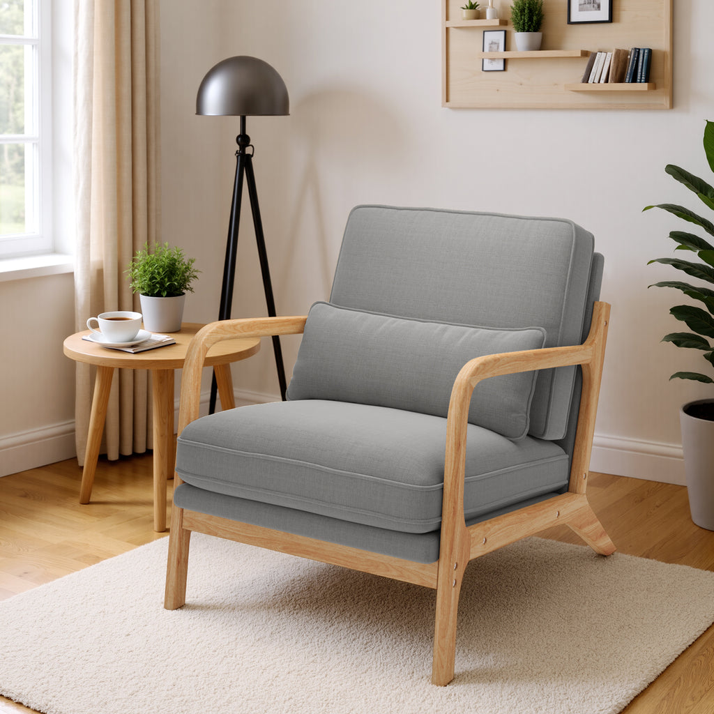 Bealife AR16 Loungesessel, Holz Sessel mit Polsterung und verstellbarer Rückenlehne zum Entspannen