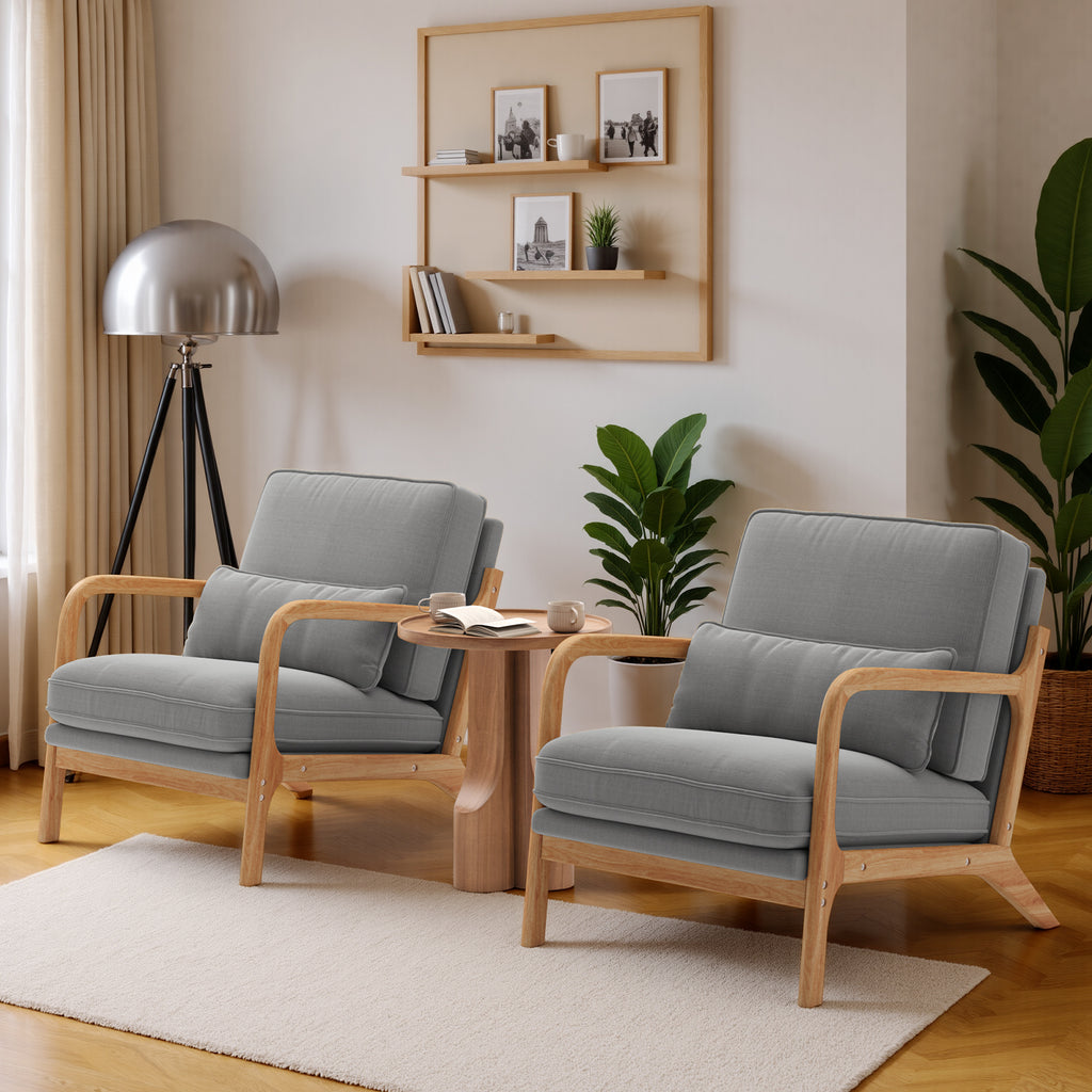 Bealife AR16 Loungesessel, Holz Sessel mit Polsterung und verstellbarer Rückenlehne zum Entspannen