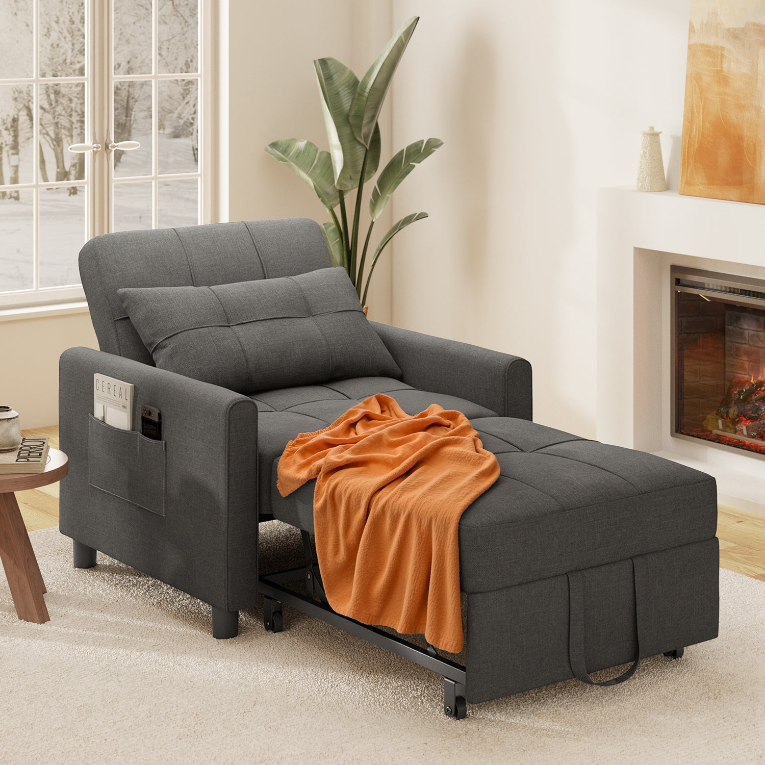 Bealife AR24 Sofabett, 3-in-1 konvertierbares Stuhl-Bett, Liege mit Schlaffunktion, mit Kissen