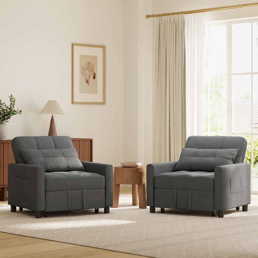 Bealife AR24 Sofabett, 3-in-1 konvertierbares Stuhl-Bett, Liege mit Schlaffunktion, mit Kissen