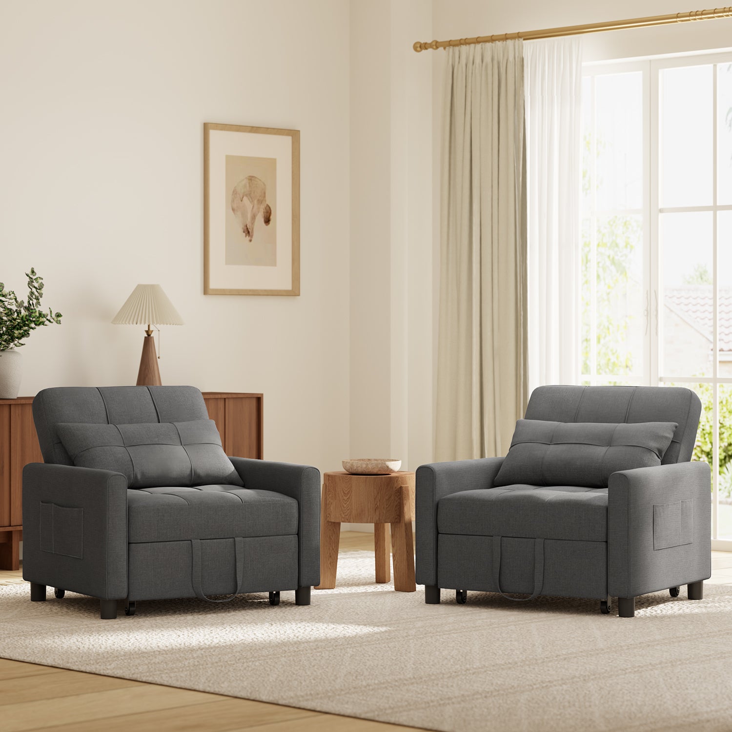 Bealife AR24 Sofabett, 3-in-1 konvertierbares Stuhl-Bett, Liege mit Schlaffunktion, mit Kissen