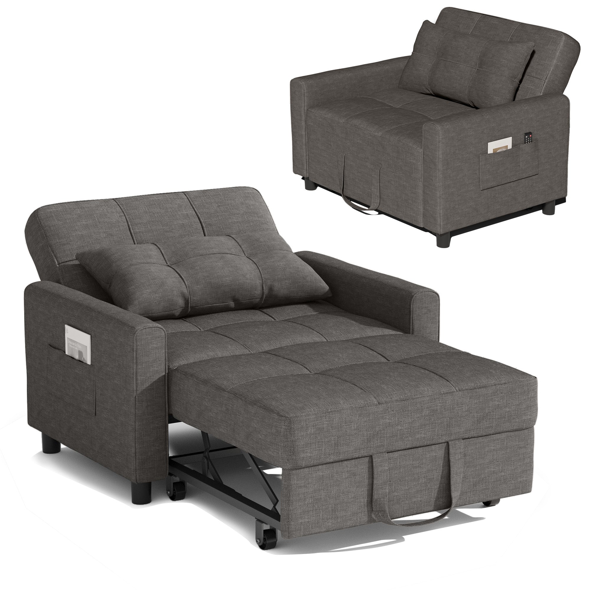 Bealife AR22 Ausziehbares Schlafsofa mit Rollen & Kissen - 191×68×44 cm,  3-in-1  konvertierbares Sofabett