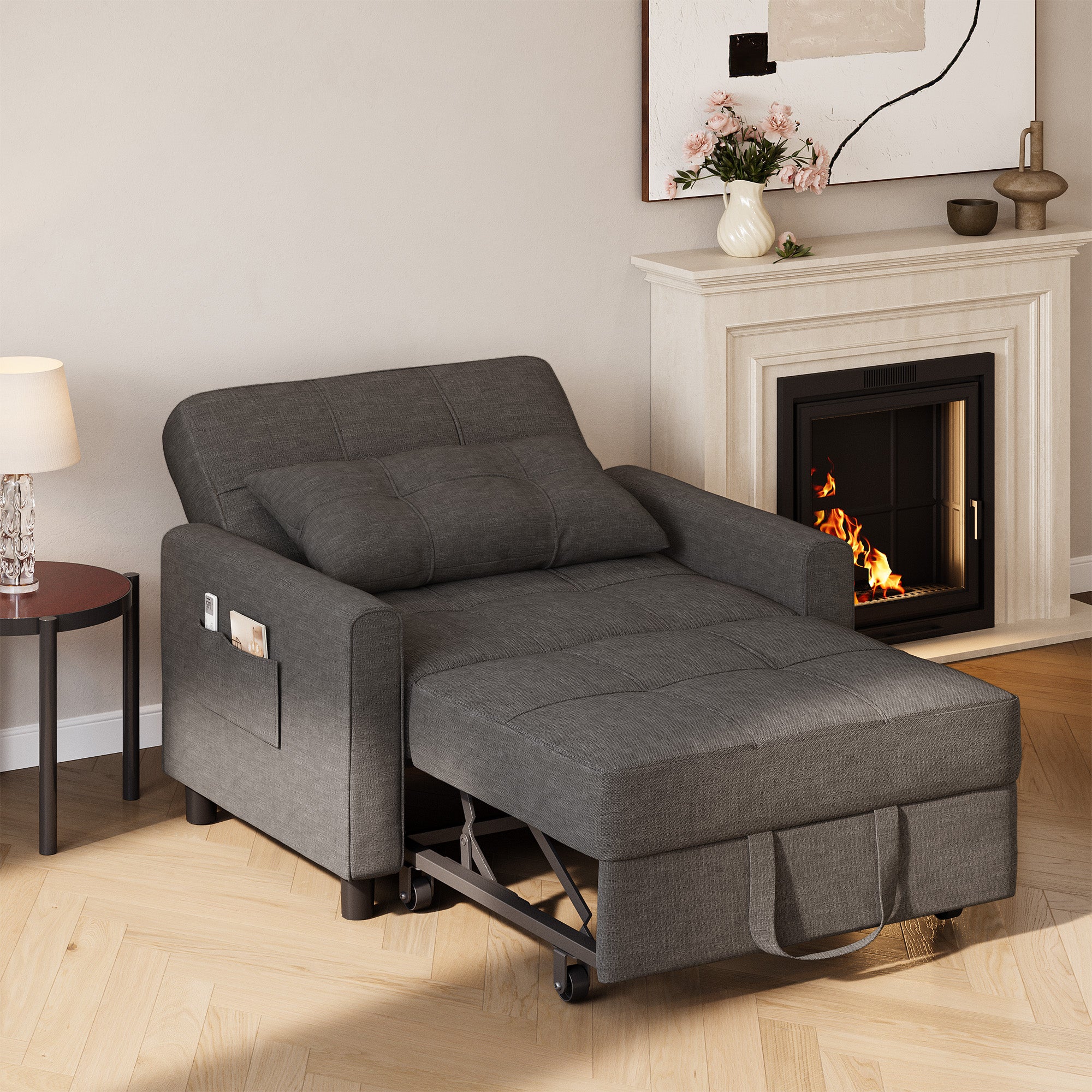 Bealife AR22 Ausziehbares Schlafsofa mit Rollen & Kissen - 191×68×44 cm,  3-in-1  konvertierbares Sofabett
