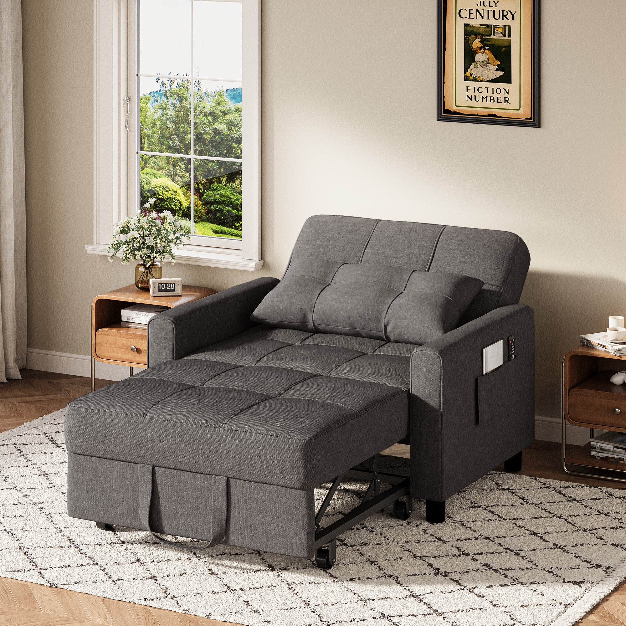 Bealife AR22 Ausziehbares Schlafsofa mit Rollen & Kissen - 191×68×44 cm,  3-in-1  konvertierbares Sofabett