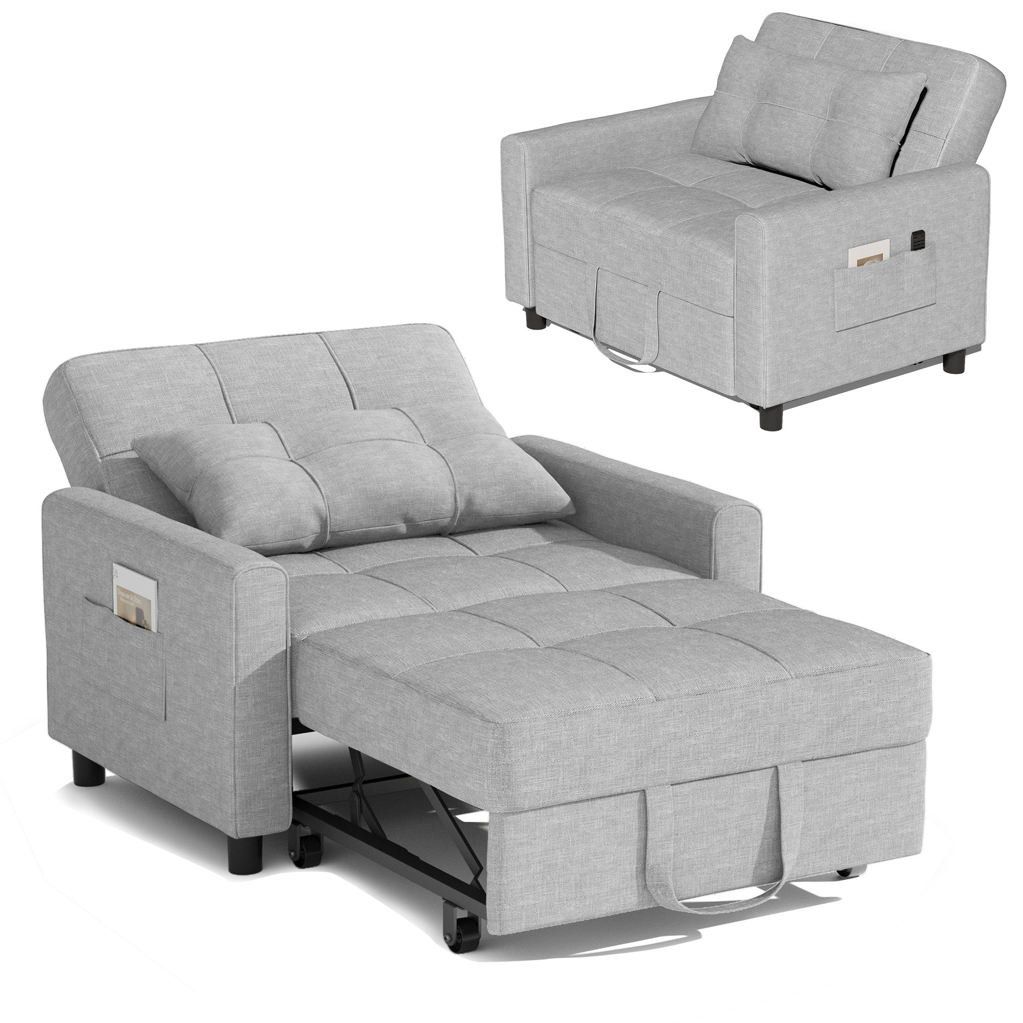 Bealife AR22 Ausziehbares Schlafsofa mit Rollen & Kissen - 191×68×44 cm,  3-in-1  konvertierbares Sofabett