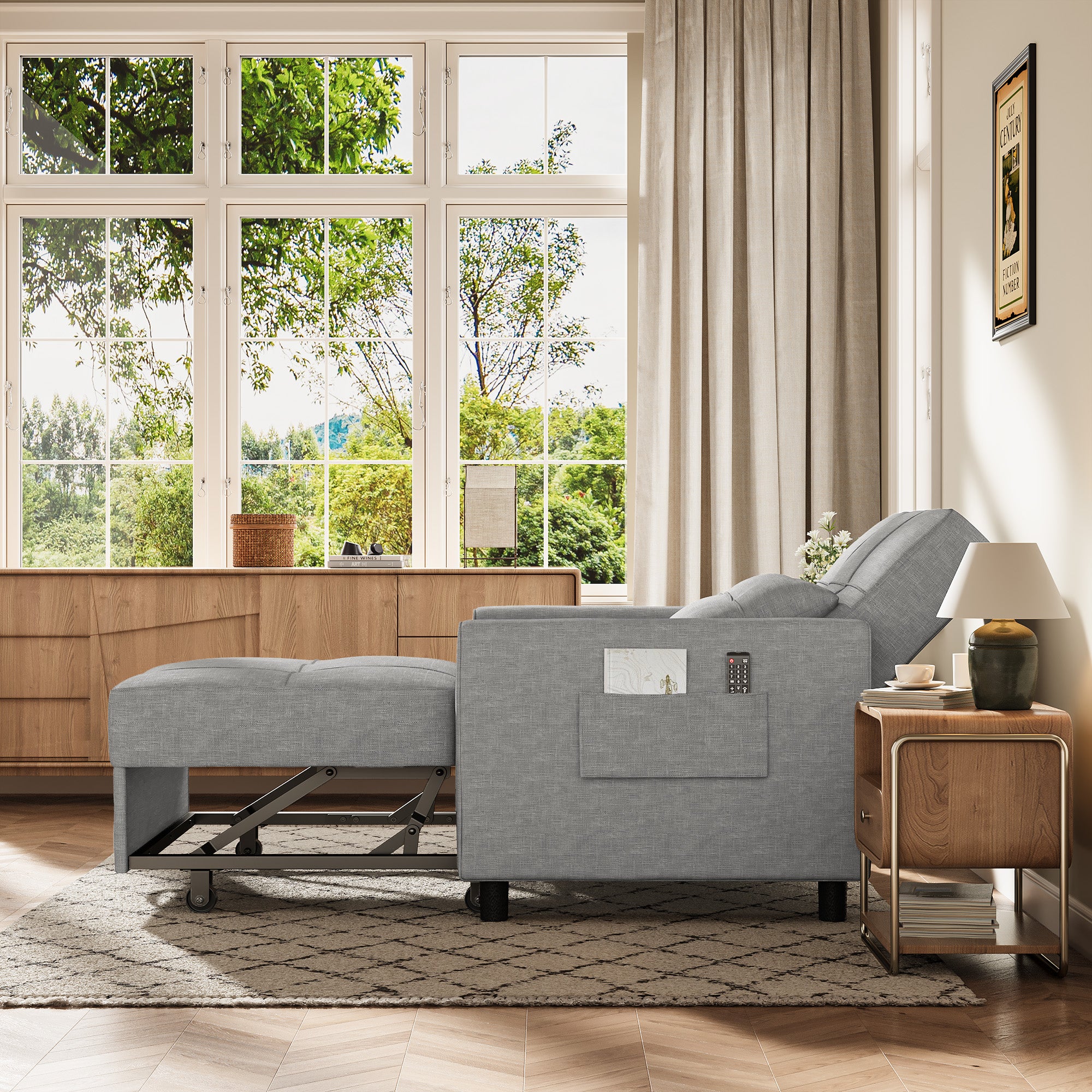 Bealife AR22 Ausziehbares Schlafsofa mit Rollen & Kissen - 191×68×44 cm,  3-in-1  konvertierbares Sofabett