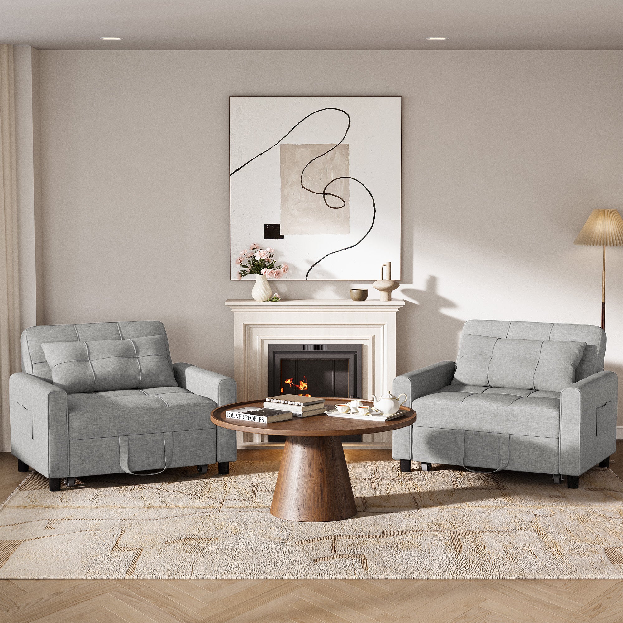 Bealife AR22 Ausziehbares Schlafsofa mit Rollen & Kissen - 191×68×44 cm,  3-in-1  konvertierbares Sofabett