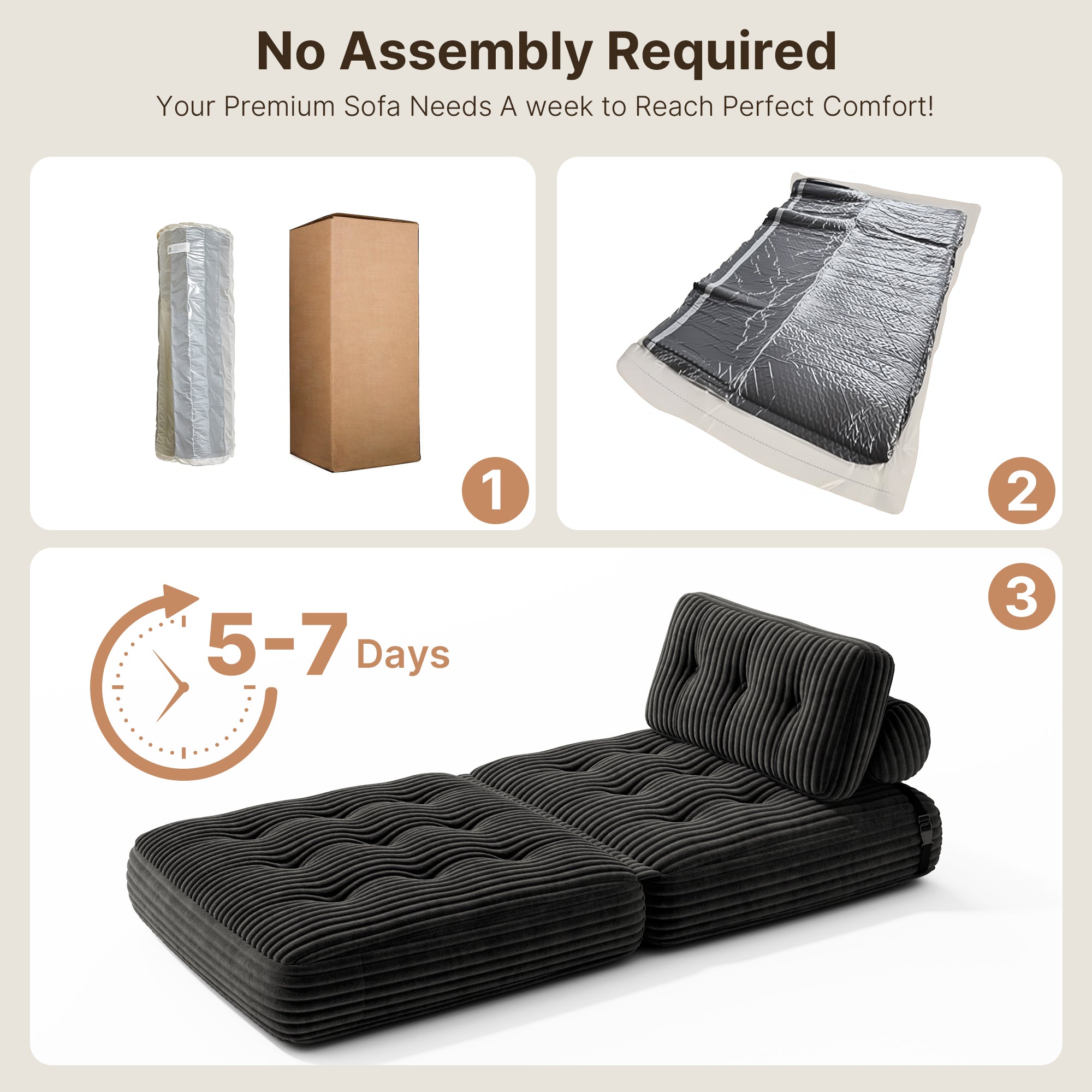 Bealife AR32 3-in-1 Sitzsack faltbar,  Als Modulares Sitzliege Futon Sofa, vielseitig als Sitzsack & Bett nutzbar Für kleine Räum