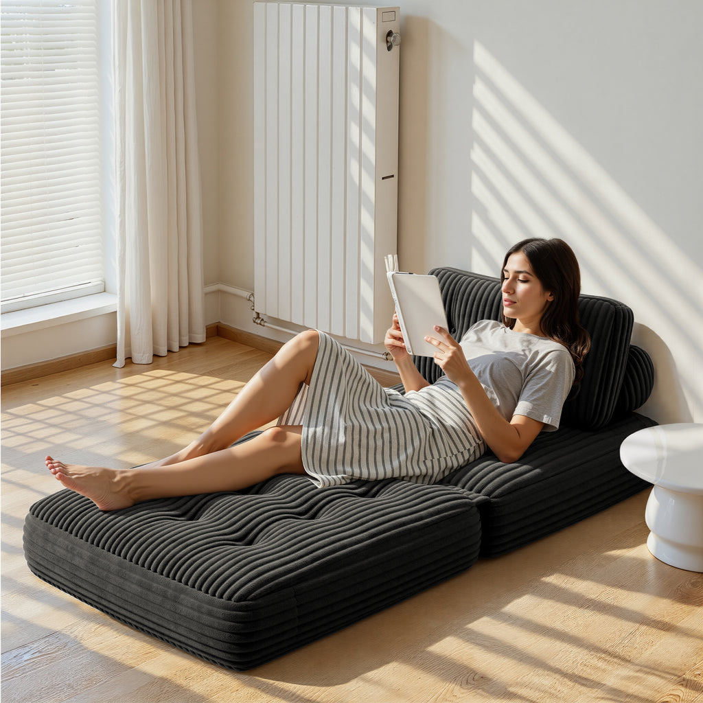 Bealife AR32 3-in-1 Sitzsack faltbar,  Als Modulares Sitzliege Futon Sofa, vielseitig als Sitzsack & Bett nutzbar Für kleine Räum