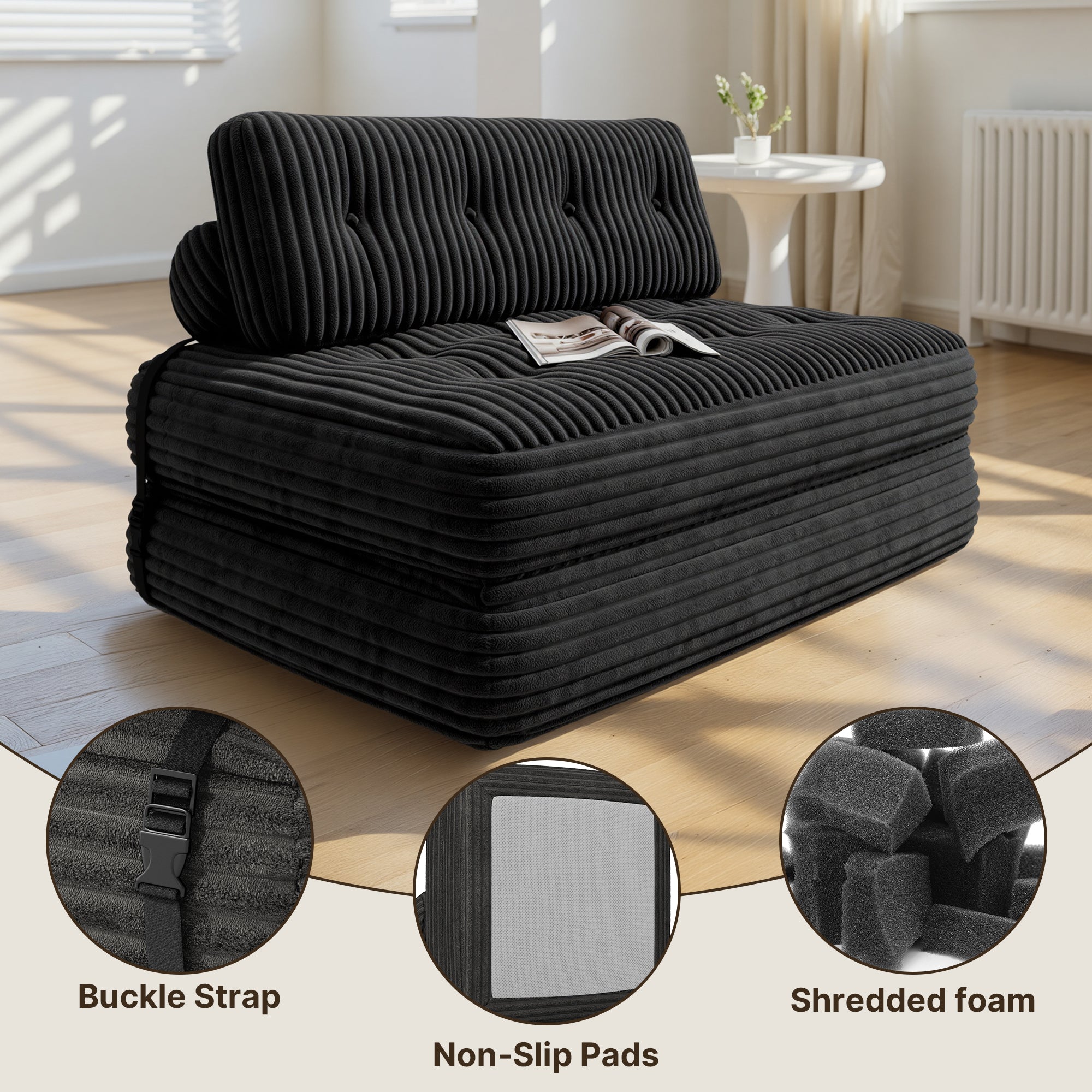 Bealife AR33 3-in-1 faltbarer Sitzsack, 2-Sitzer Sofa, Sessel und Gästebett – Ideal für kleine Räume