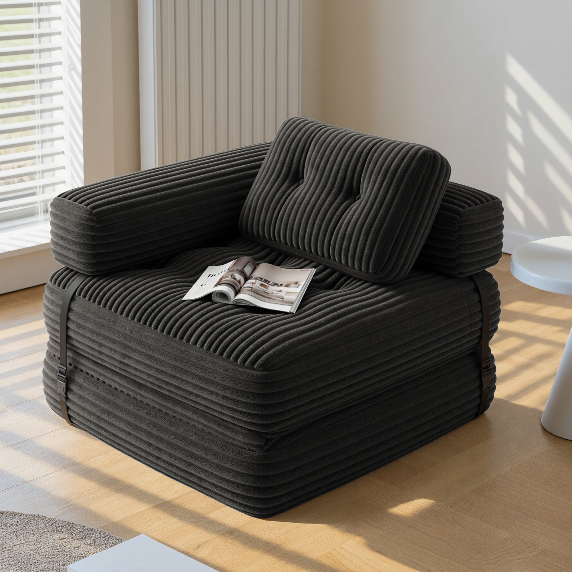 Bealife AR34 3-in-1 faltbares Sofa, Sitzsack und Gästebett. Vielseitig nutzbar, komfortabel und platzsparend – perfekt als faltbares Schlafsofa für kleine Räume, Wohnzimmer und Gästezimmer.