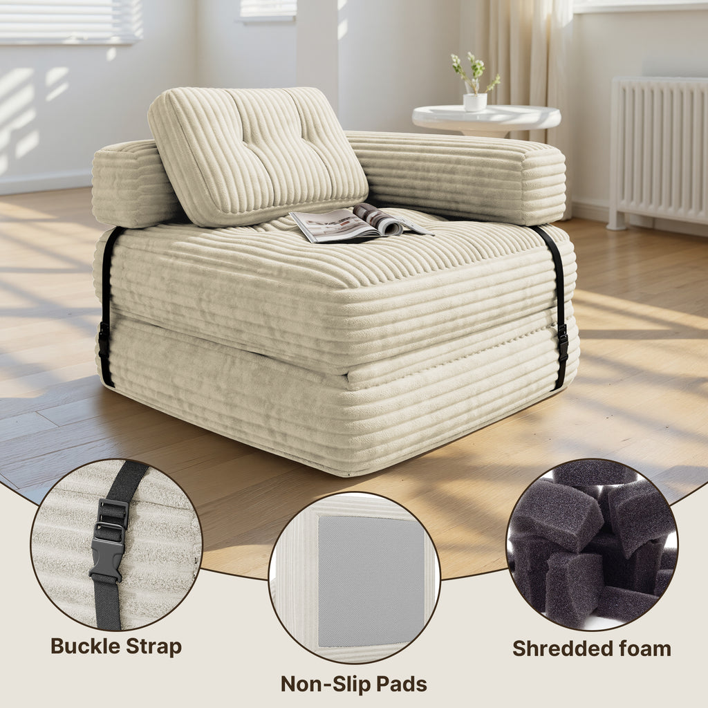 Bealife AR34 3-in-1 faltbares Sofa, Sitzsack und Gästebett. Vielseitig nutzbar, komfortabel und platzsparend – perfekt als faltbares Schlafsofa für kleine Räume, Wohnzimmer und Gästezimmer.