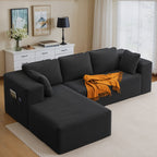 Bealife AR35 Ecksofa mit Recamiere, Modulares Sofa Cord-Bezug 4-Sitzer für Wohnzimmer