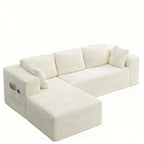 Bealife AR35 Ecksofa mit Recamiere, Modulares Sofa Cord-Bezug 4-Sitzer für Wohnzimmer