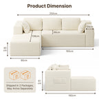 Bealife AR35 Ecksofa mit Recamiere, Modulares Sofa Cord-Bezug 4-Sitzer für Wohnzimmer