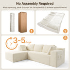 Bealife AR35 Ecksofa mit Recamiere, Modulares Sofa Cord-Bezug 4-Sitzer für Wohnzimmer