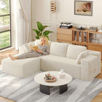 Bealife AR35 Ecksofa mit Recamiere, Modulares Sofa Cord-Bezug 4-Sitzer für Wohnzimmer