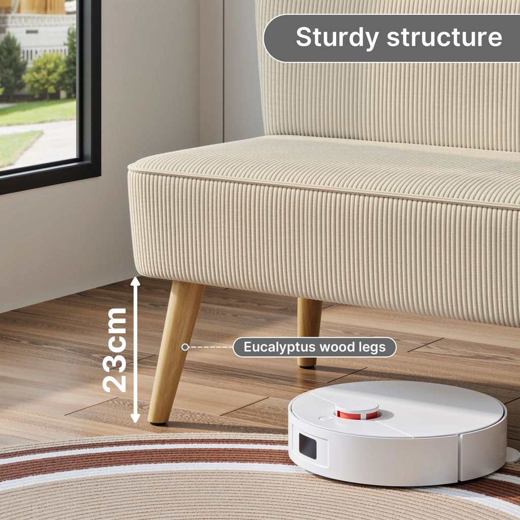 Bealife AR57 2-Sitzer Einzelsofa aus Cord, gepolsterte Sitzbank mit Bodenfreiheit für Wohnzimmer, Arbeitszimmer & Schlafzimmer