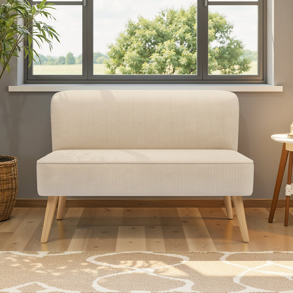 Bealife AR57 2-Sitzer Einzelsofa aus Cord, gepolsterte Sitzbank mit Bodenfreiheit für Wohnzimmer, Arbeitszimmer & Schlafzimmer