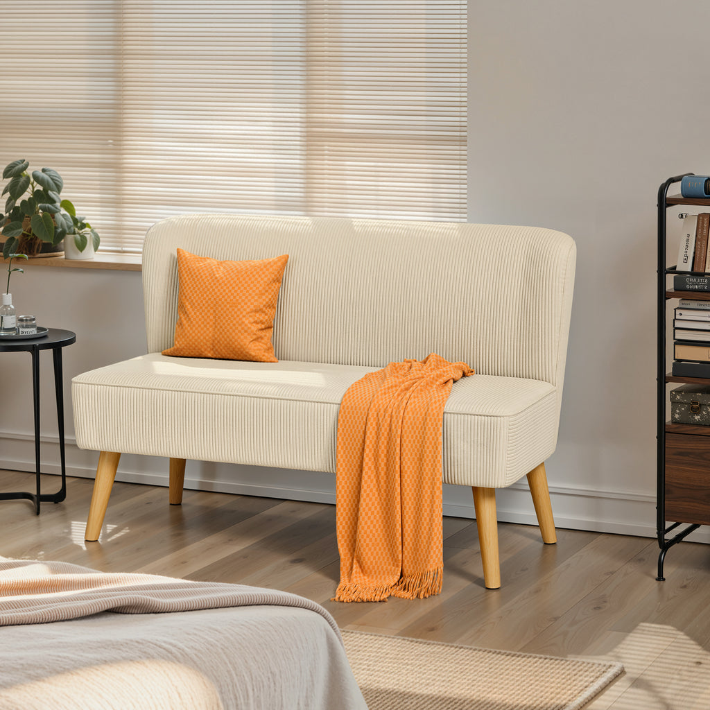 Bealife AR57 2-Sitzer Einzelsofa aus Cord, gepolsterte Sitzbank mit Bodenfreiheit für Wohnzimmer, Arbeitszimmer & Schlafzimmer