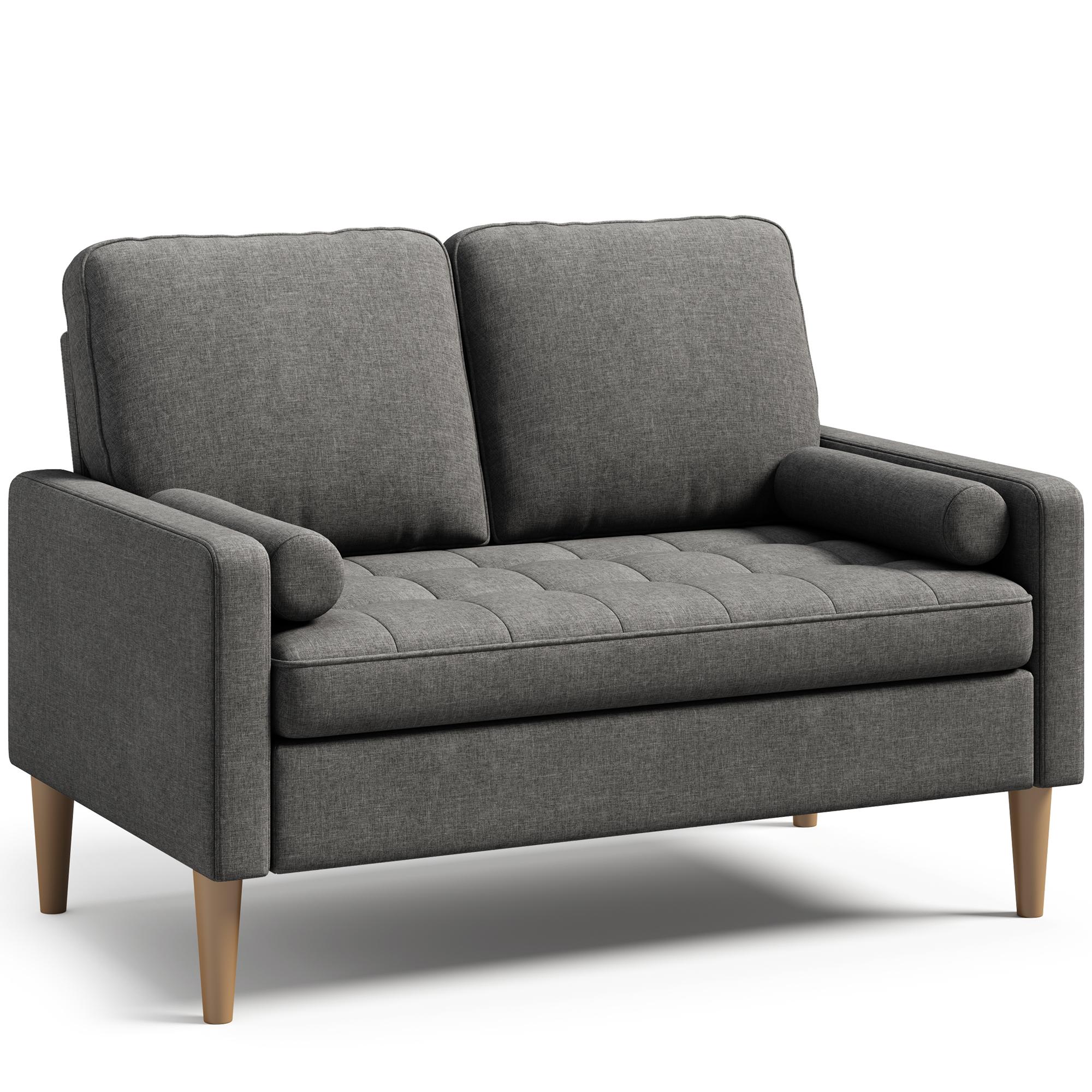 Bealife AR38 2-Sitzer Sofa mit 2 Gepolsterte Rollenkissen, Kleine Couch aus Leinen-Baumwolle for für Wohnzimmer, Arbeitszimmer & Schlafzimmer
