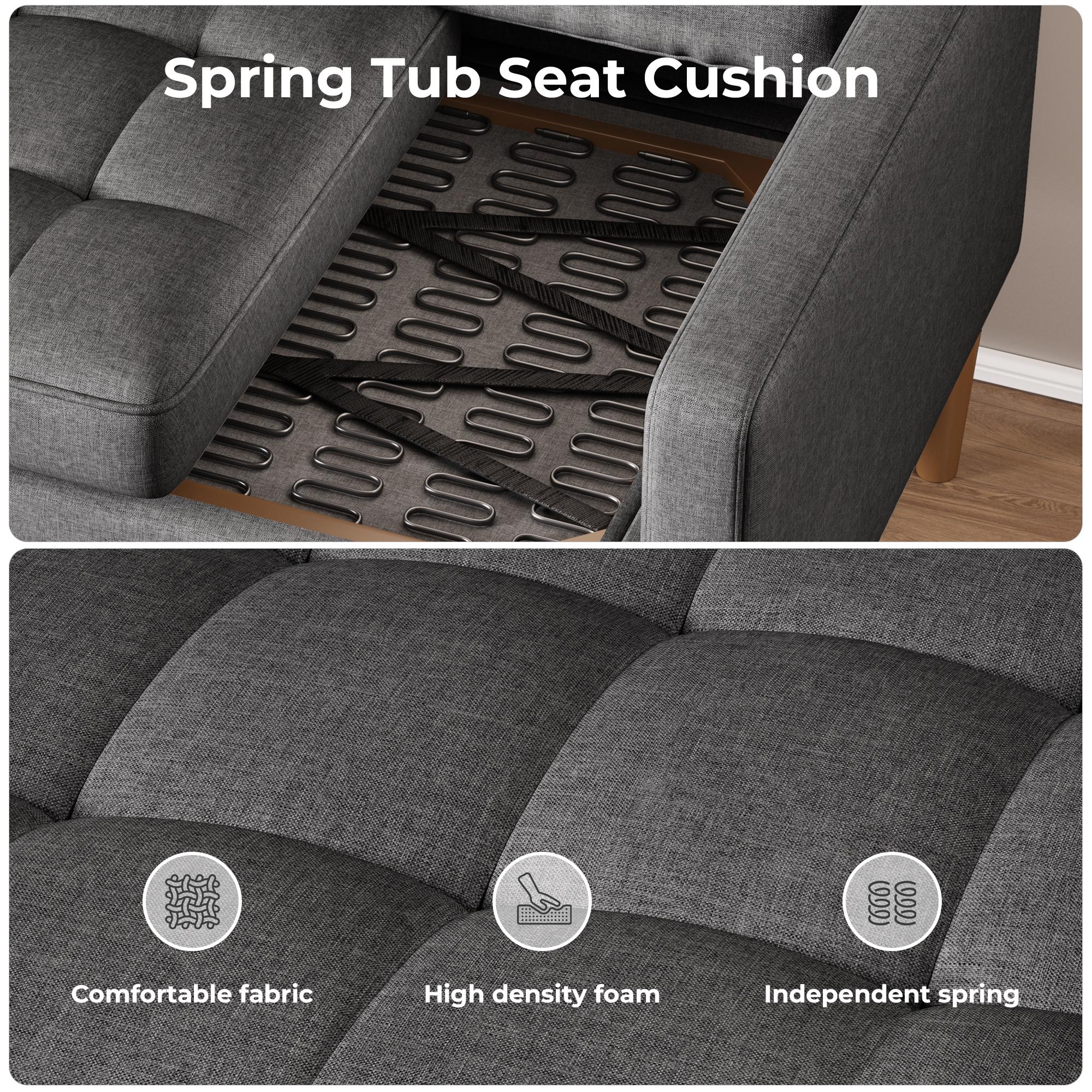 Bealife AR38 2-Sitzer Sofa mit 2 Gepolsterte Rollenkissen, Kleine Couch aus Leinen-Baumwolle for für Wohnzimmer, Arbeitszimmer & Schlafzimmer
