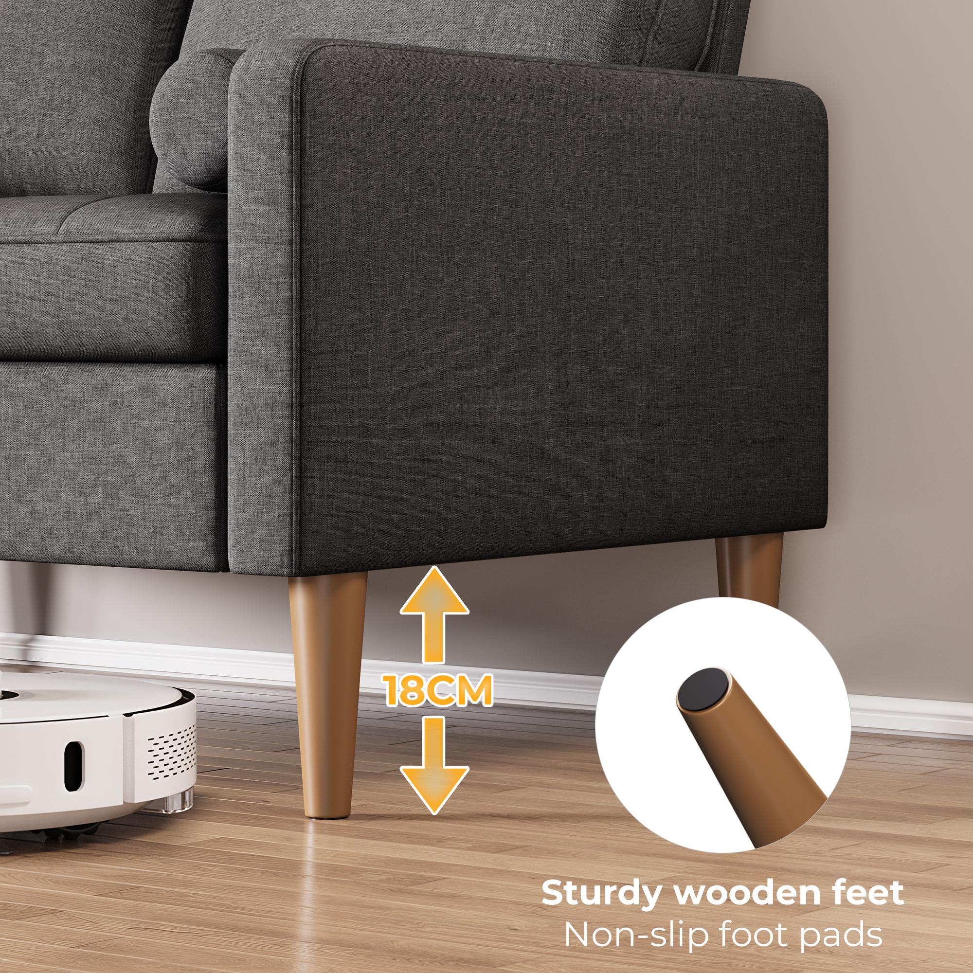 Bealife AR38 2-Sitzer Sofa mit 2 Gepolsterte Rollenkissen, Kleine Couch aus Leinen-Baumwolle for für Wohnzimmer, Arbeitszimmer & Schlafzimmer