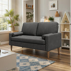 Bealife AR38 2-Sitzer Sofa mit 2 Gepolsterte Rollenkissen, Kleine Couch aus Leinen-Baumwolle for für Wohnzimmer, Arbeitszimmer & Schlafzimmer