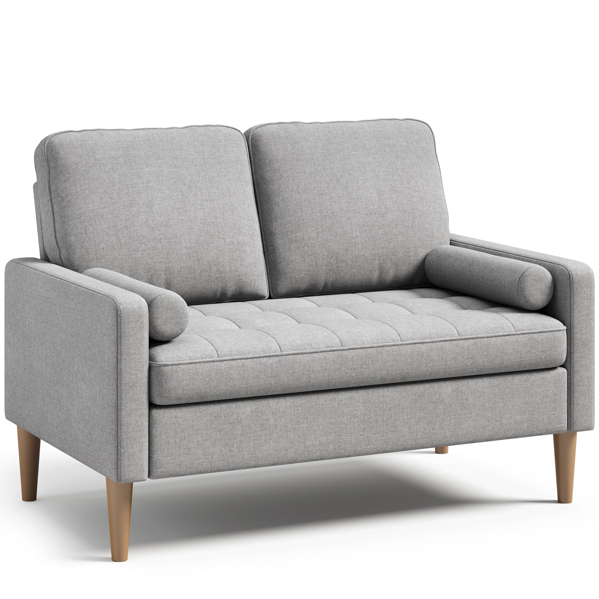 Bealife AR38 2-Sitzer Sofa mit 2 Gepolsterte Rollenkissen, Kleine Couch aus Leinen-Baumwolle for für Wohnzimmer, Arbeitszimmer & Schlafzimmer