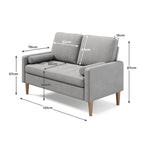 Bealife AR38 2-Sitzer Sofa mit 2 Gepolsterte Rollenkissen, Kleine Couch aus Leinen-Baumwolle for für Wohnzimmer, Arbeitszimmer & Schlafzimmer