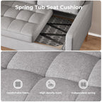 Bealife AR38 2-Sitzer Sofa mit 2 Gepolsterte Rollenkissen, Kleine Couch aus Leinen-Baumwolle for für Wohnzimmer, Arbeitszimmer & Schlafzimmer