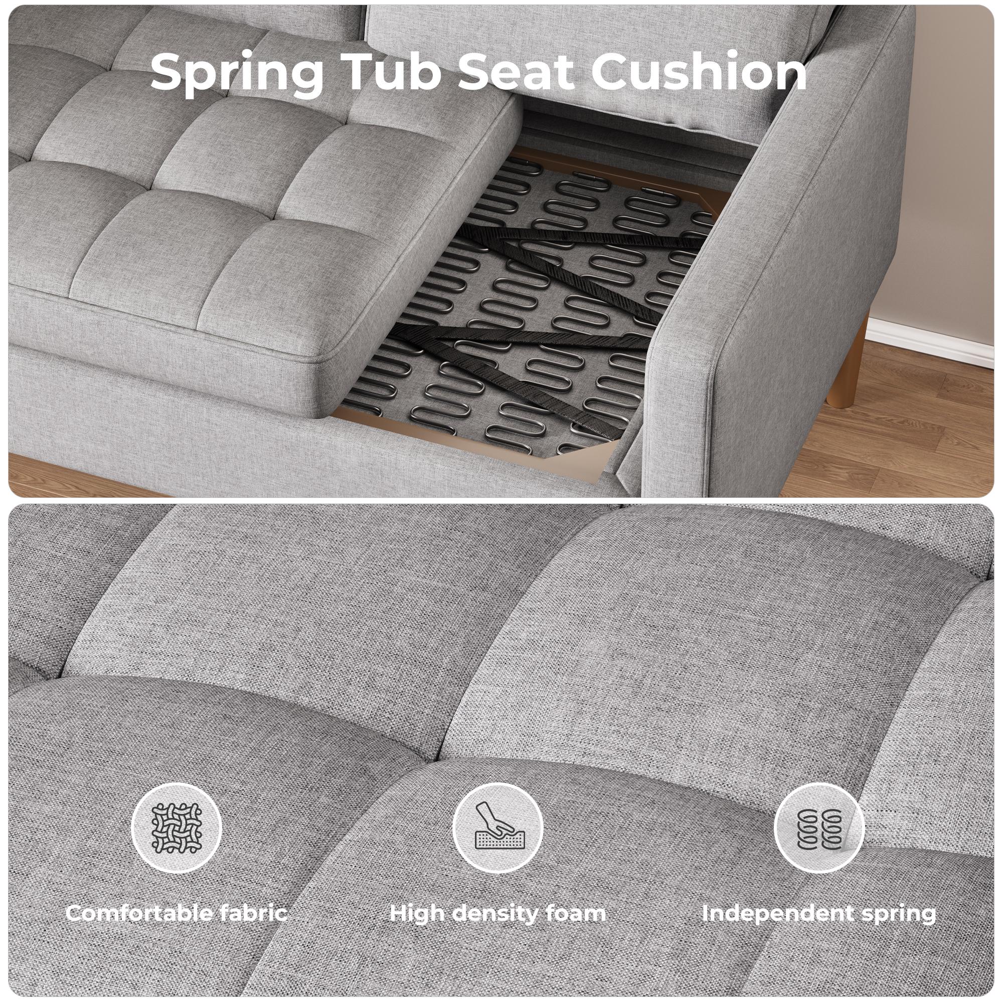 Bealife AR38 2-Sitzer Sofa mit 2 Gepolsterte Rollenkissen, Kleine Couch aus Leinen-Baumwolle for für Wohnzimmer, Arbeitszimmer & Schlafzimmer