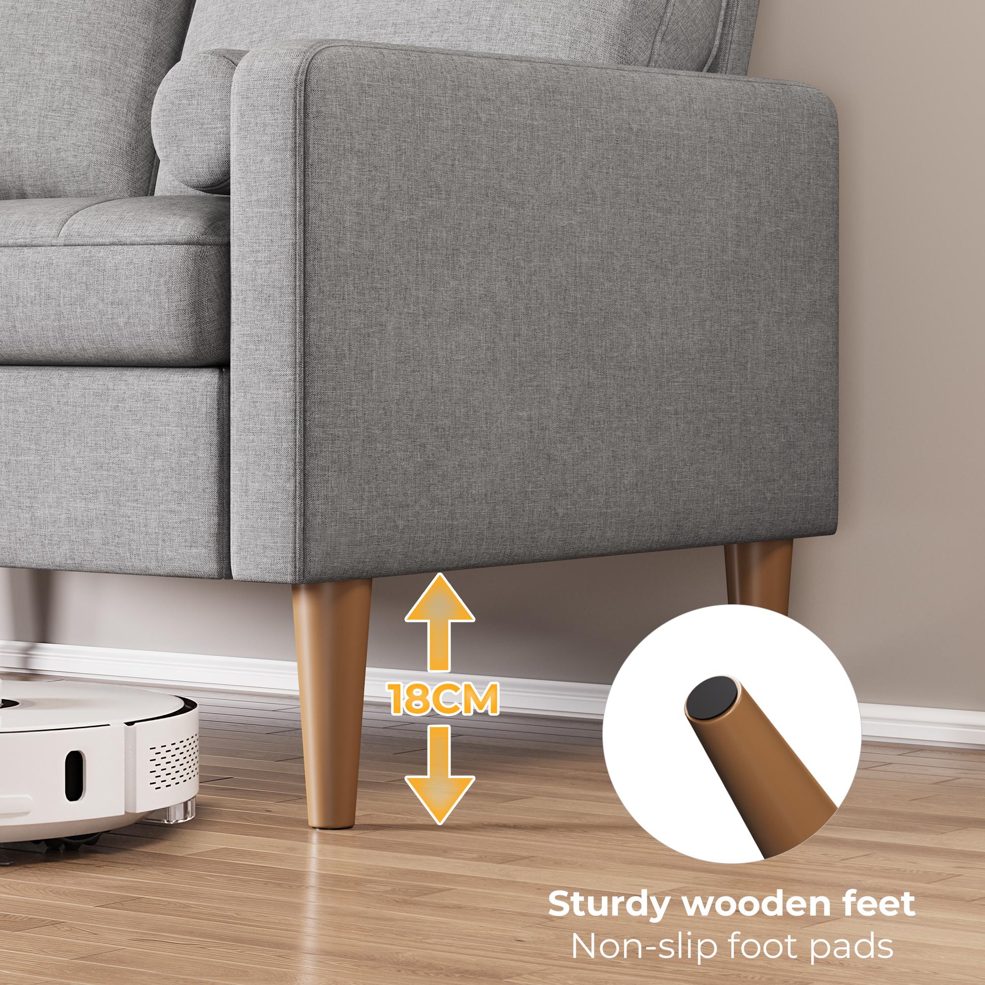 Bealife AR38 2-Sitzer Sofa mit 2 Gepolsterte Rollenkissen, Kleine Couch aus Leinen-Baumwolle for für Wohnzimmer, Arbeitszimmer & Schlafzimmer