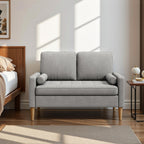 Bealife AR38 2-Sitzer Sofa mit 2 Gepolsterte Rollenkissen, Kleine Couch aus Leinen-Baumwolle for für Wohnzimmer, Arbeitszimmer & Schlafzimmer