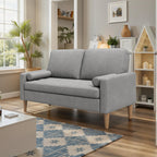 Bealife AR38 2-Sitzer Sofa mit 2 Gepolsterte Rollenkissen, Kleine Couch aus Leinen-Baumwolle for für Wohnzimmer, Arbeitszimmer & Schlafzimmer