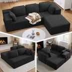Bealife AR43  Ecksofa mit Recamiere rechts 160×90cm, 4-Sitzer Mordulares Sofa Cord-Bezug