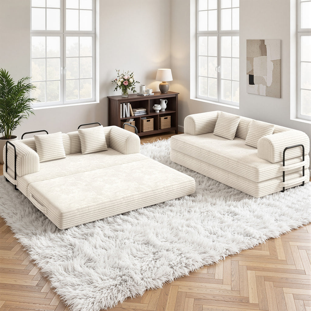 Bealife AR62 Schlafsofa mit Schlaffunktion 160cm Breite, 2-Sitzer Klappsofa Cord-Bezug Für Wohnzimmer & Schlafzimmer