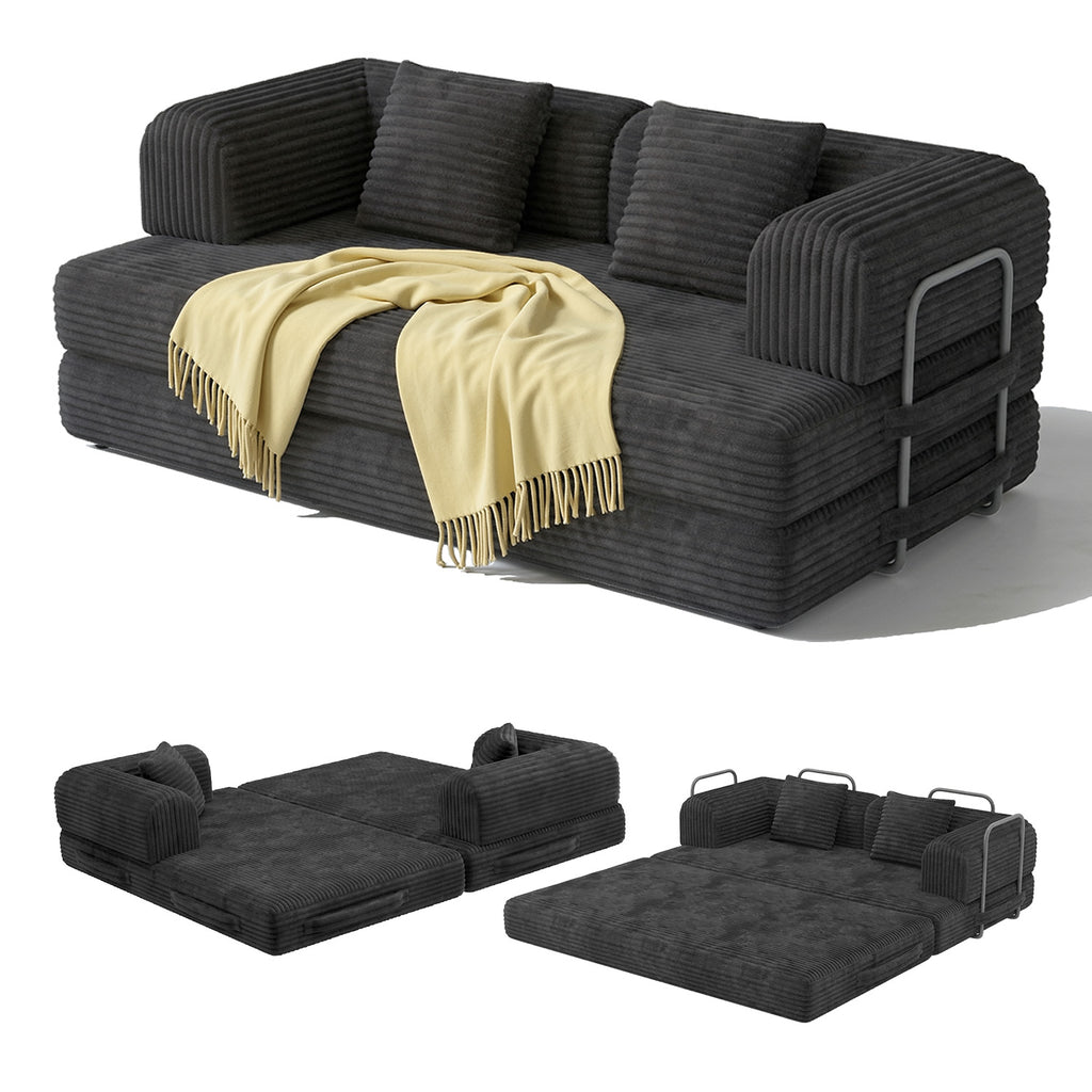 Bealife AR62 Schlafsofa mit Schlaffunktion 160cm Breite, 2-Sitzer Klappsofa Cord-Bezug Für Wohnzimmer & Schlafzimmer