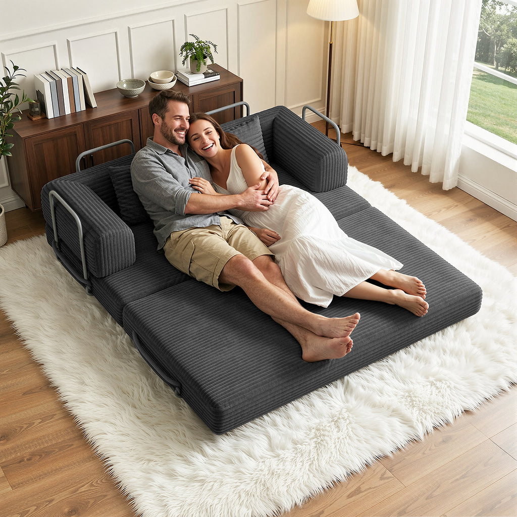 Bealife AR62 Schlafsofa mit Schlaffunktion 160cm Breite, 2-Sitzer Klappsofa Cord-Bezug Für Wohnzimmer & Schlafzimmer