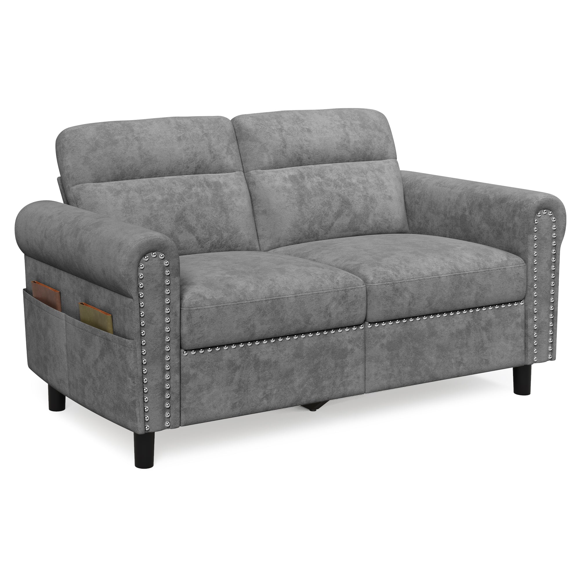 Bealife AR72 2-Sitzer Sofa mit Stauraum, Kompaktes Wildledersofa mit Seitenfach